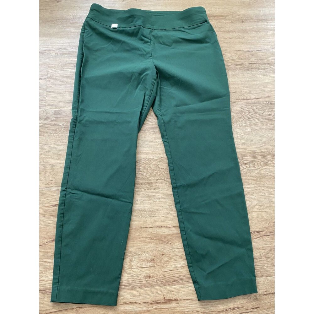 Alfani Emerald Green Tummy Control Pull On Straight Leg Pants Women's Size 16